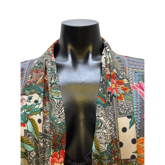 John Mark Embroidered Open-Front Kimono Cardigan XL Gray Multi - Picture 7 of 9